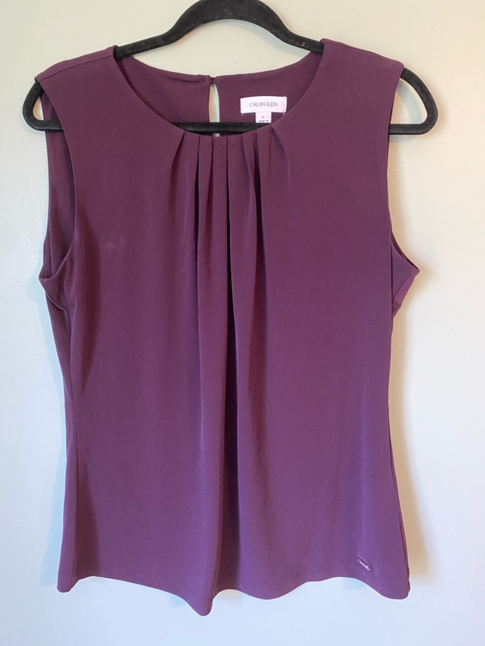 Calvin Klein Plum Sleeveless Pleat Front Camisole